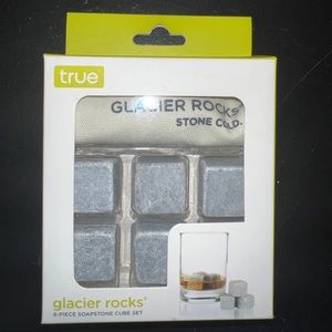 6pc Ice Cubes True Glacier Rocks Whiskey Stones Soapstone w/ Cinch Sack